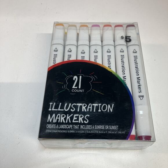 New! Illustration Markers - 21 Count - Broad Tip & Fine Tip - Picture 1 of 6